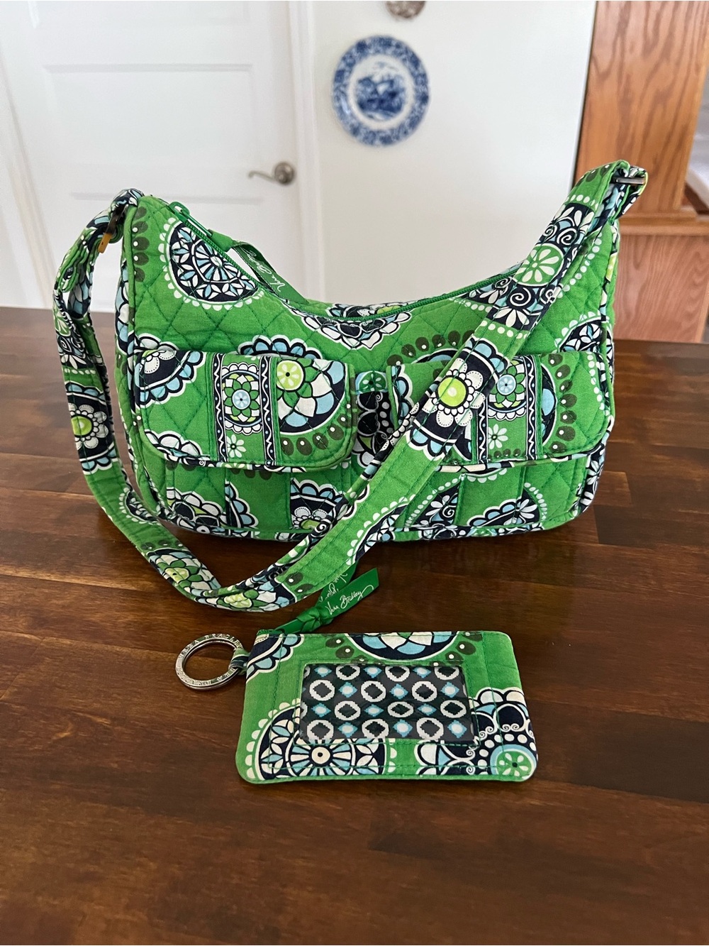 Vera Bradley Cupcakes Green Libby Bag & Coin/ID Pouch